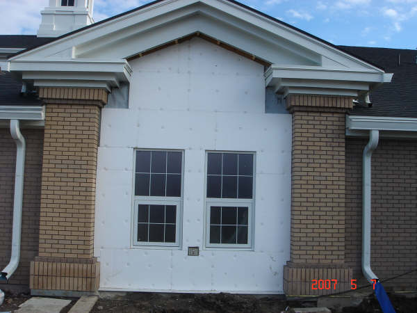 Exterior of building with foam siding